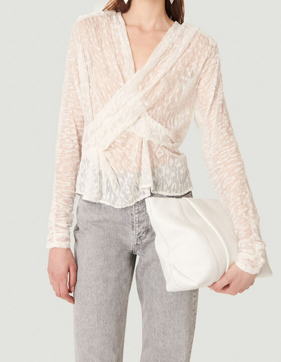 LENY DRAPE FRONT LEOPARD PRINT TOP
